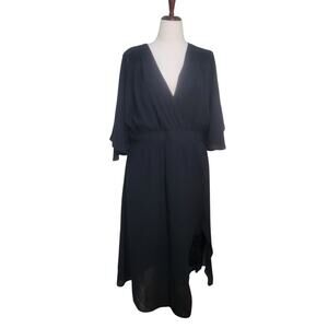 NWT Romantic City Chic Black BOHO Faux Wrap Dress Size 22